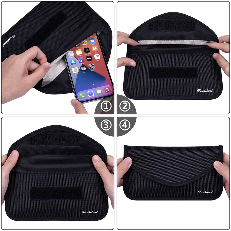 [Australia - AusPower] - Signal Blocking Bag, 2 Pack RFID Faraday Bag Shield Pouch Cage Box Wallet Case for Cell Phone and Car Key FOB, Privacy Protection, Anti-Hacking - Black & Hot Pink 