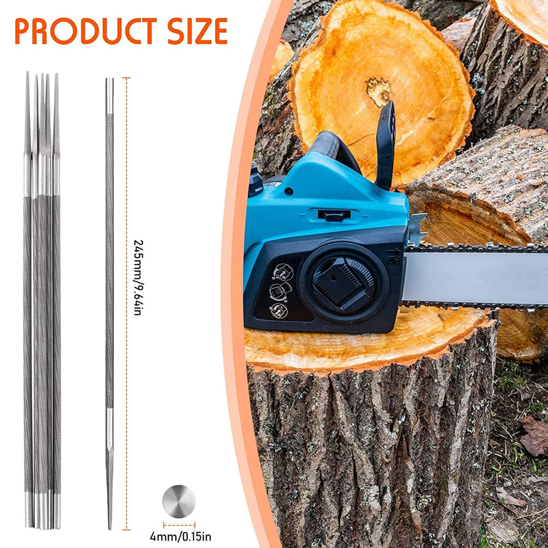 [Australia - AusPower] - MUYAPAY Round Files for Chainsaws 4.0 mm, Pack of 6 Chainsaw File, 3/8 Chainsaw File, Round File, for Repair and Sharpening Saw Chains, Lawnmower, Chainsaw Chain, Sharpening Tools 245*4mm silver 