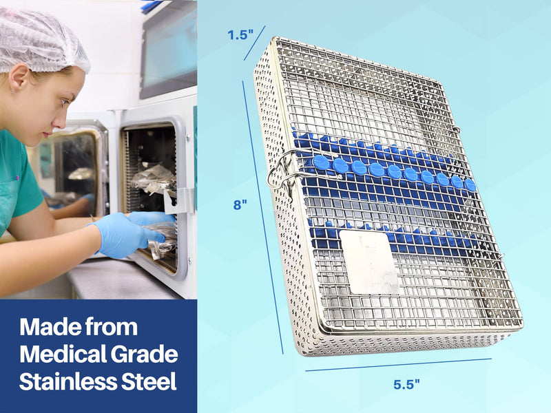 [Australia - AusPower] - Mesh Cassette Tray Box for Thick Instruments Tubes handpieces Dental Instruments Labs Organizer Autoclave Sterilization for 10 Instruments 