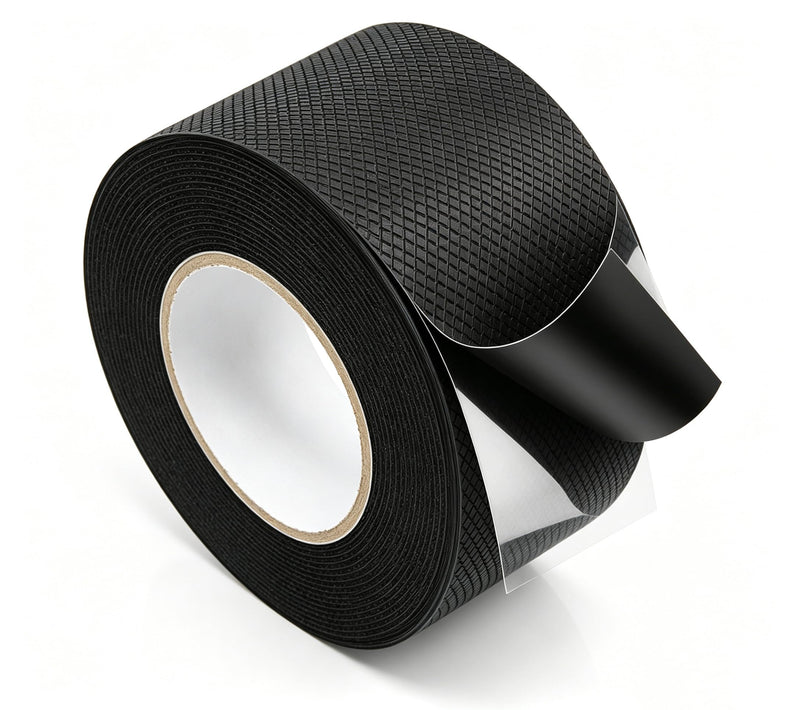 Black Rubber Grip Tape 2 Inch, 16.4Ft, Non-Abrasive Waterproof Anti Slip Tape, Strong Adhesive Non Slip Tape for Handles, Cushion Pad for Indoor & Outdoor, Making Surfaces Safer