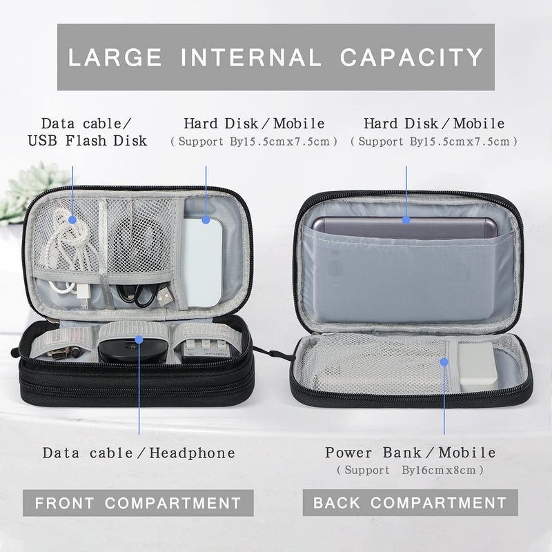 [Australia - AusPower] - Skycase Travel Cable Organizer,Electronics Accessories Cases, All-in-One Storage Bag,[Waterproof] Accessories Carry Bag for USB Data Cable,Earphone Wire,Power Bank, Phone,Black-1 Black Medium 