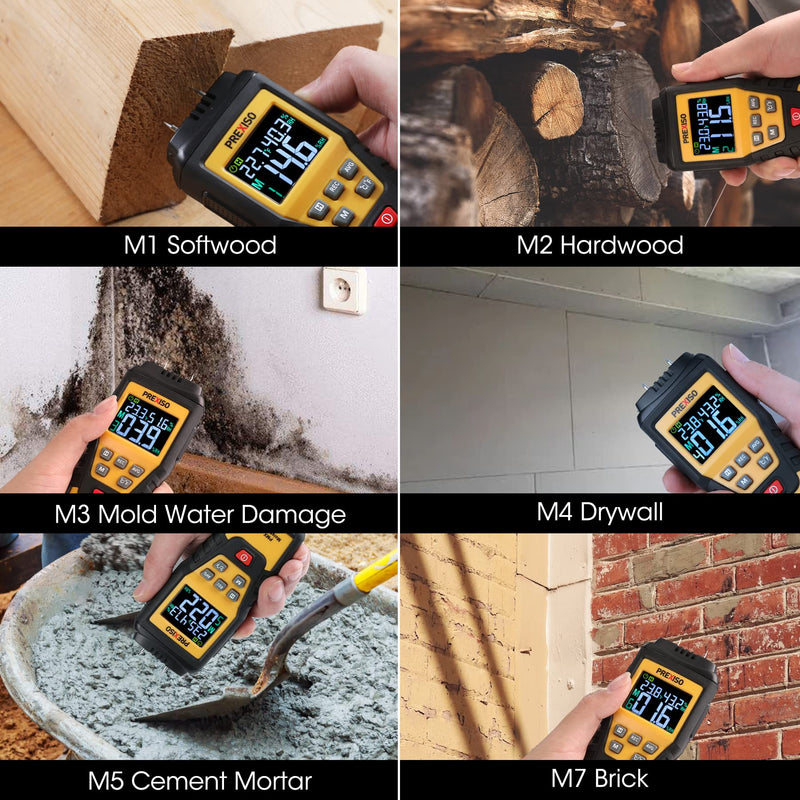 [Australia - AusPower] - PREXISO 7-in-1 Digital Wood Moisture Meter & PREXISO Multi Surface Laser Level LED Light Vial, 30Ft Horizontal and Vertical Line Laser 
