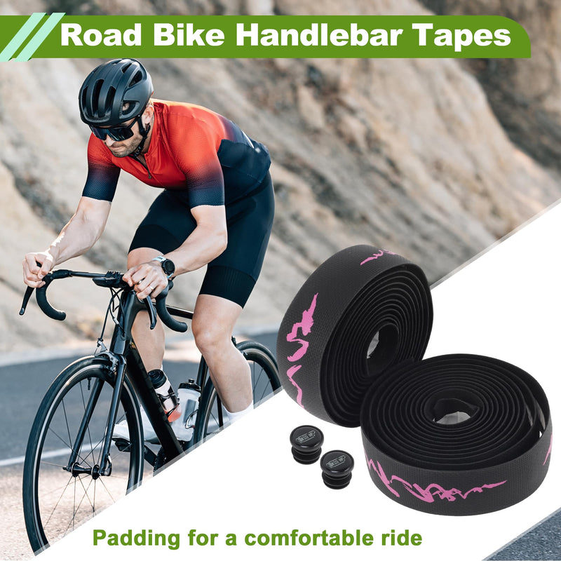 Road Bike Handlebar Tape Cycling Handle Wraps 215 cm Length 3 cm Width Silicone Eva Bicycle Bar Tape 1 Set Rolls Black Purple