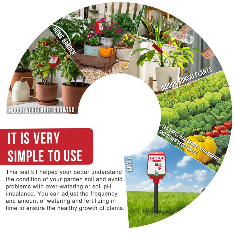 [Australia - AusPower] - Soil pH Meter Smart Soil Moisture Meter with App Control Digital Soil Test Kit for Plants pH Sunlight Intensity Fertility pH EC Salt Soil Thermometer Humidity Moisture Meter for Garden Lawn Farming 8in1 Moisture Tester 