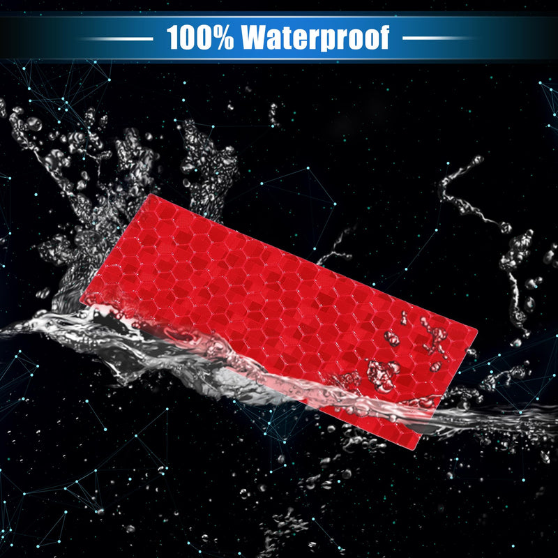 20 Pcs Reflective Stickers, 3.11"x1.18" Rectangle Shape Safety Tape Reflector Universal for Cars Trucks Trailers Waterproof PET Red