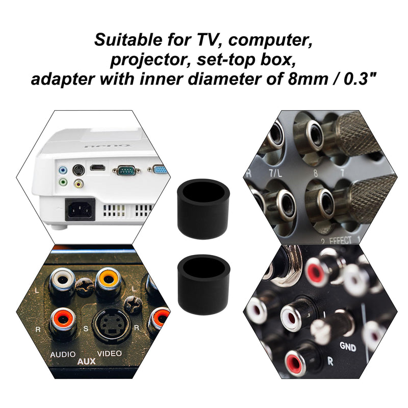 [Australia - AusPower] - uxcell Silicone RCA Female Connector Anti Dust Plug, 8mm Dust Proof Cap Protector Cover 10 Pcs Black 