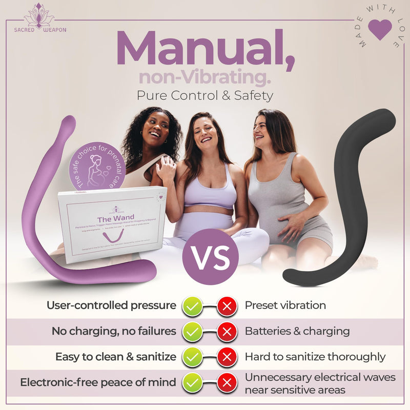 Sacred Weapon™ Perineal Massage Tool for Labor Prep & Gentle Birth | Non-Vibrating, Medical-Grade Silicone | 2-in-1 for Fascia & Trigger Point Release | Pelvic Floor Specialist Designed