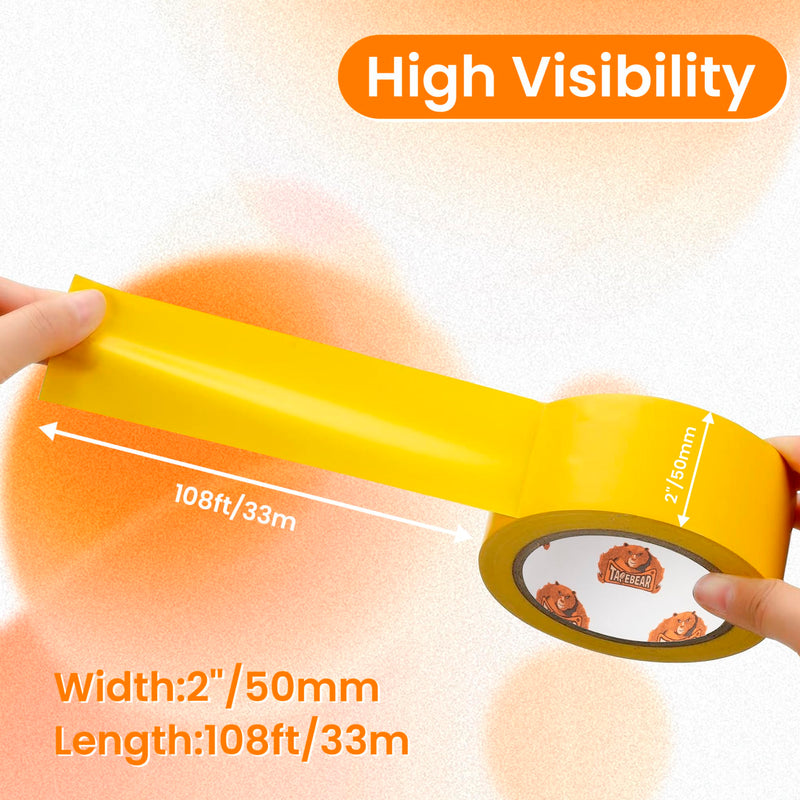 TAPEBEAR Floor Tape Yellow Vinyl Tape 2" x 36yds, Floor Caution Marking Dance Splicing Tape Safety Warning Stripe Abrasion-Proof Waterproof for Gym, Warehouse, Traffic Signage, Color Coding, 3Rolls 3Rolls/2" x 36Yards