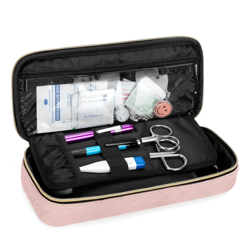 [Australia - AusPower] - Damero Protective Stethoscope Case with Divider for Nurse Accessories, Stethoscope Carrying Bag Travel Case Compatible with 3M Littmann/ADC/Omron Stethoscope and others, Misty Rose 