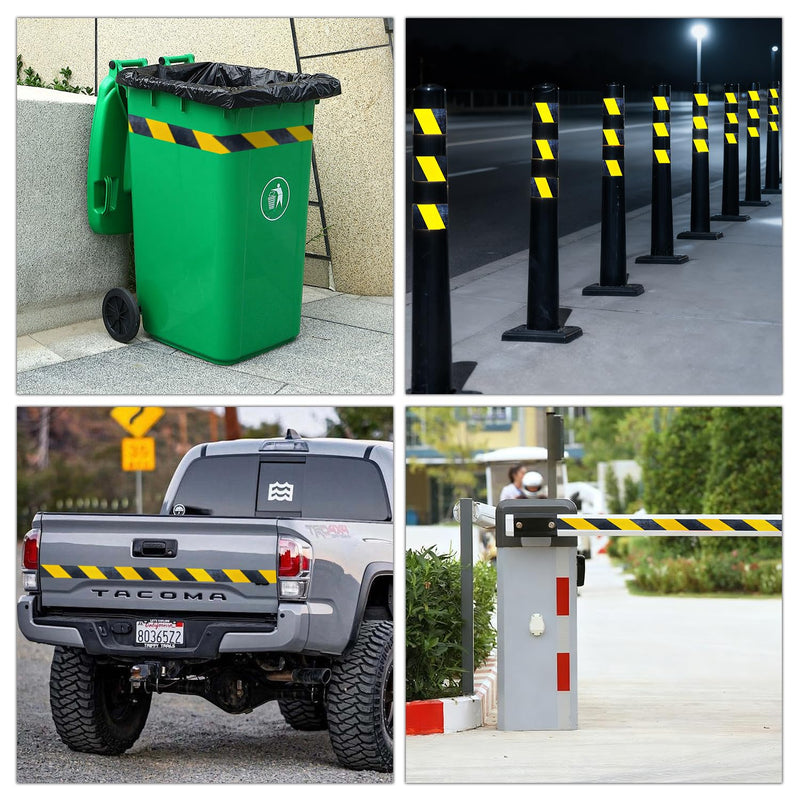 SWRT 2 Inch X 30 FT Reflective Tape Outdoor Waterproof Black & Yellow Reflective Tape Strong Adhesive Caution Hazard Warning Tape Reflector Conspicuity Tape for Trailer Sign
