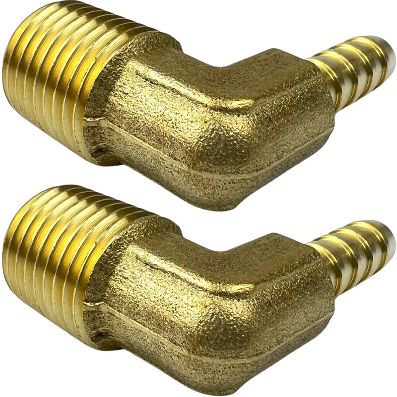 [Australia - AusPower] - 2pcs Brass Hose Barbed Elbow Fitting 90 Degree Elbow 1/4" Hose Barb to 1/4" NPT Male Pipe by CX WONDERLAND 1/4" Hose Barb x 1/4" NPT Male 