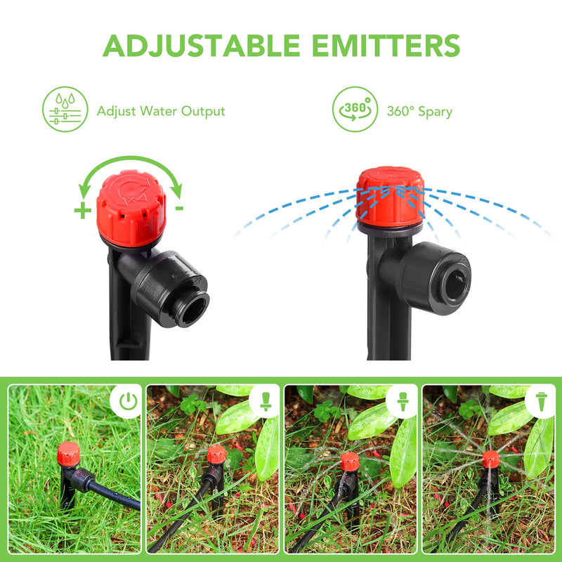 [Australia - AusPower] - 30PCS Easy-Connect Drip Irrigation Emitters for 1/4 inch Irrigation Tubing, Adjustable Water Flow Drip Emitters with Stake Pack of 30 Red 