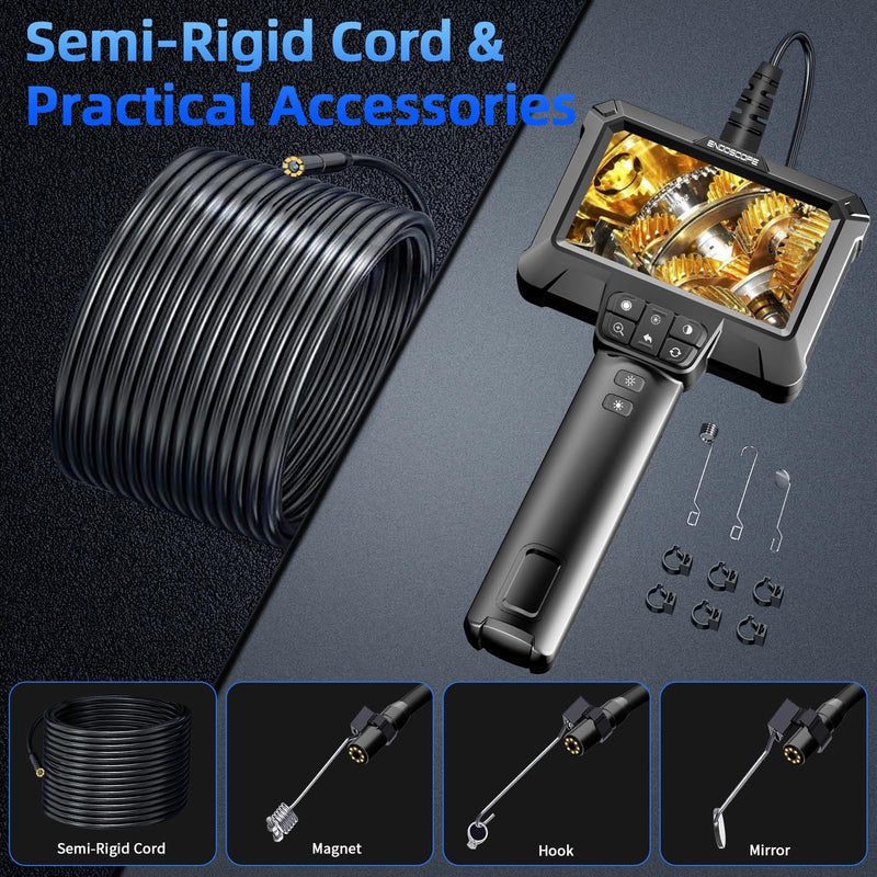 [Australia - AusPower] - Endoscope Camera with Light - IP67 Waterproof Borescope Camera with 8 Adjustable LED Lights | 4.3" LCD Screen Borescope | HD 1080P Inspection Camera Scope Camera with 16.5ft Semi-Rigid Cord 