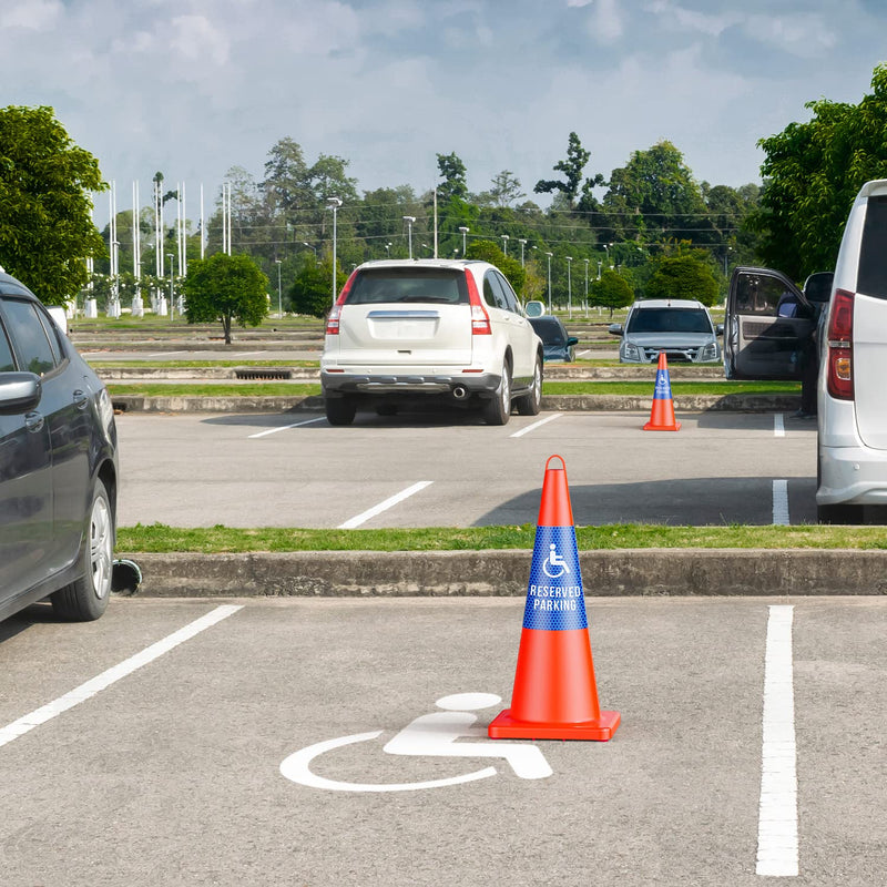 [Australia - AusPower] - BATTIFE 4 Pack "Reserved Parking" Bright Reflective Collars, Cone Message Stickers for Traffic Safety Cones, 360° High Visible Signs for Driveway Road Outdoor Use (Blue) Reserved Parking--Blue 