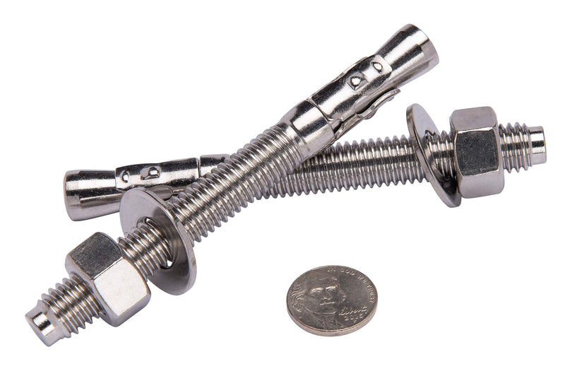 [Australia - AusPower] - Bolt Dropper 1/2" X 4-1/2" Wedge Anchor (5pc), 18-8 Stainless Steel Corrosion Resistant Commercial Grade Washers and Nuts Included Choose Size 1/2" x 4-1/2" 