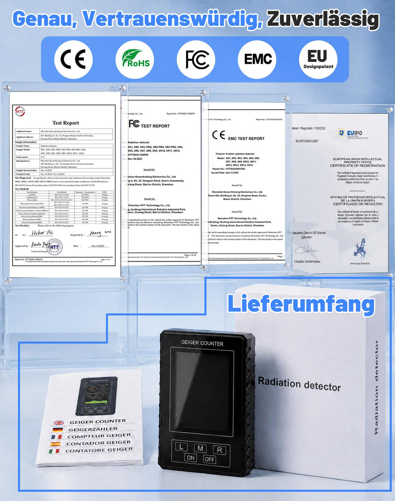 Geiger Counter Radioactivity Nuclear Radiation Meter Beta Gamma X-Ray Dosimeter Geiger Counter Radiation Detector Radioactive Radiation Meter Large LCD Display Alarm