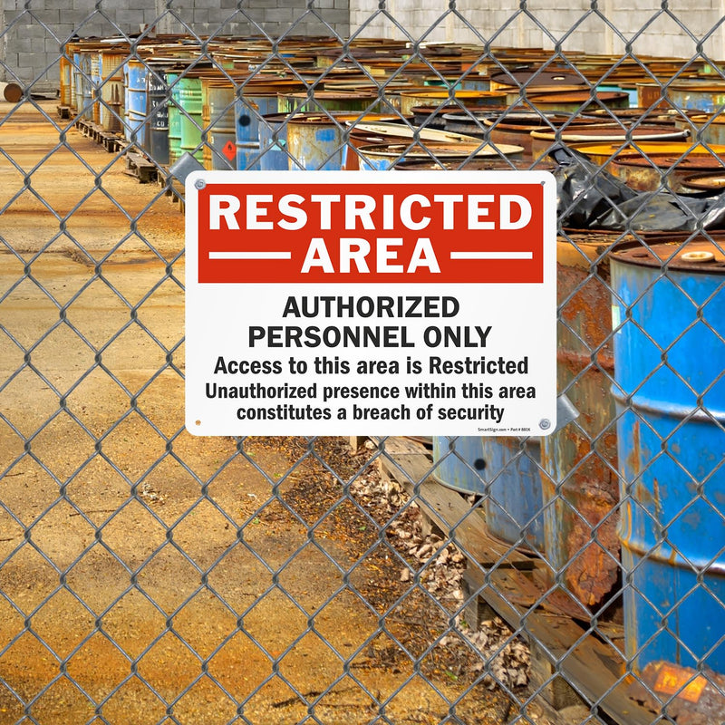 SmartSign "Restricted Area - Authorized Personnel Only" Sign | 10" x 14" Aluminum 10" x 14"