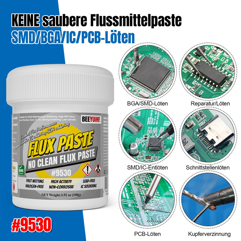 No Clean Soldering Paste Flux, BGA Soldering Flux Paste, Electronic Flux Pastes for BGA/IC/CPU/PCB/SMD Solder (5.15oz/146g)