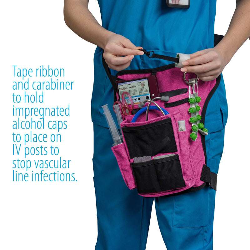 Nursing Tools Nurse Waist Bag Organizer with Elastic Leg Band – Multi Pocket Nursing Pack for Stethoscope, Tape & Scissors – Medical Storage for Students & Professionals (Precision Pink) Hibiscus Pink