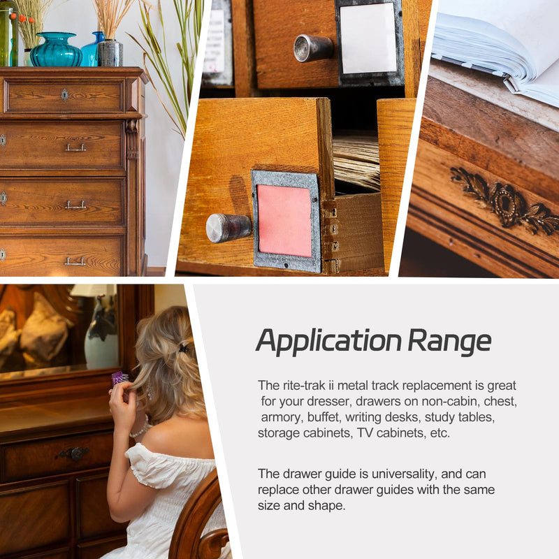 [Australia - AusPower] - Drawer Slides for kenlin Rite-Trak II Replacement 168 Track Guides, 5 Sets of Rite Track 2 Drawer Repair Parts, UNIVERSAL Drawer Guide for Dresser, Nightstand Drawers from Most Furniture Manufacturers 