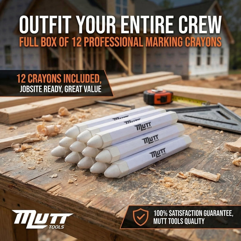Mutt Tools White Tire Marker Crayon for Lumber Construction - Wood Crayon for Tires - Industrial Lumber Crayons Markers