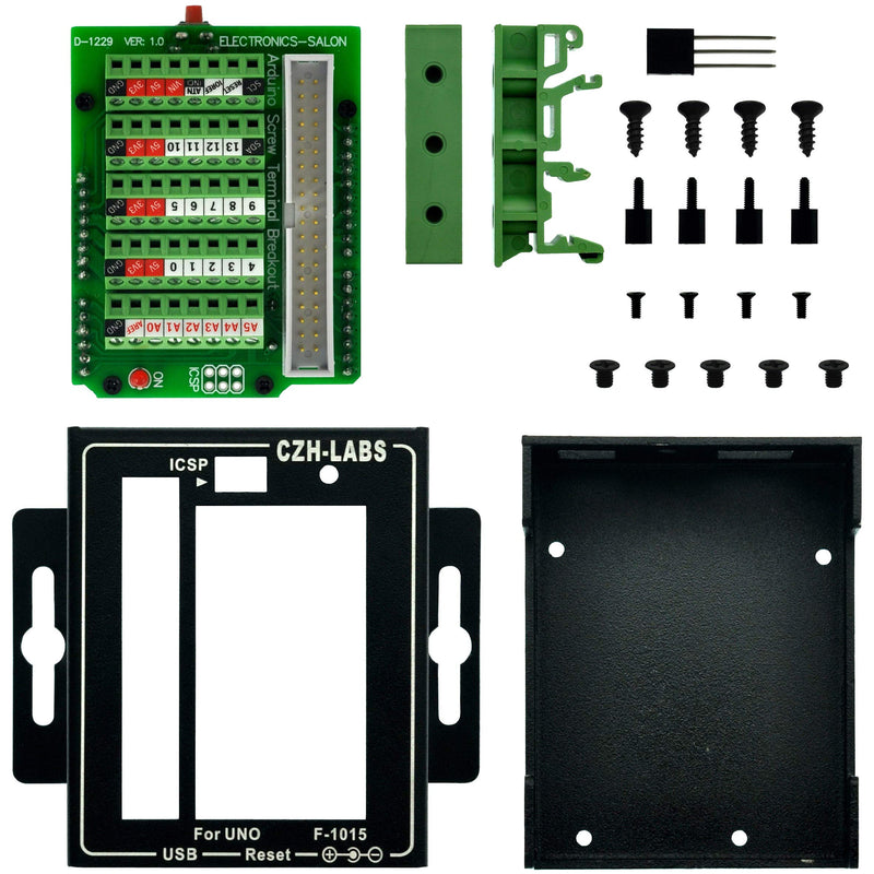 [Australia - AusPower] - UNO Screw Terminal Block Breakout Module with Aluminum Enclosure, for UNO R3. 