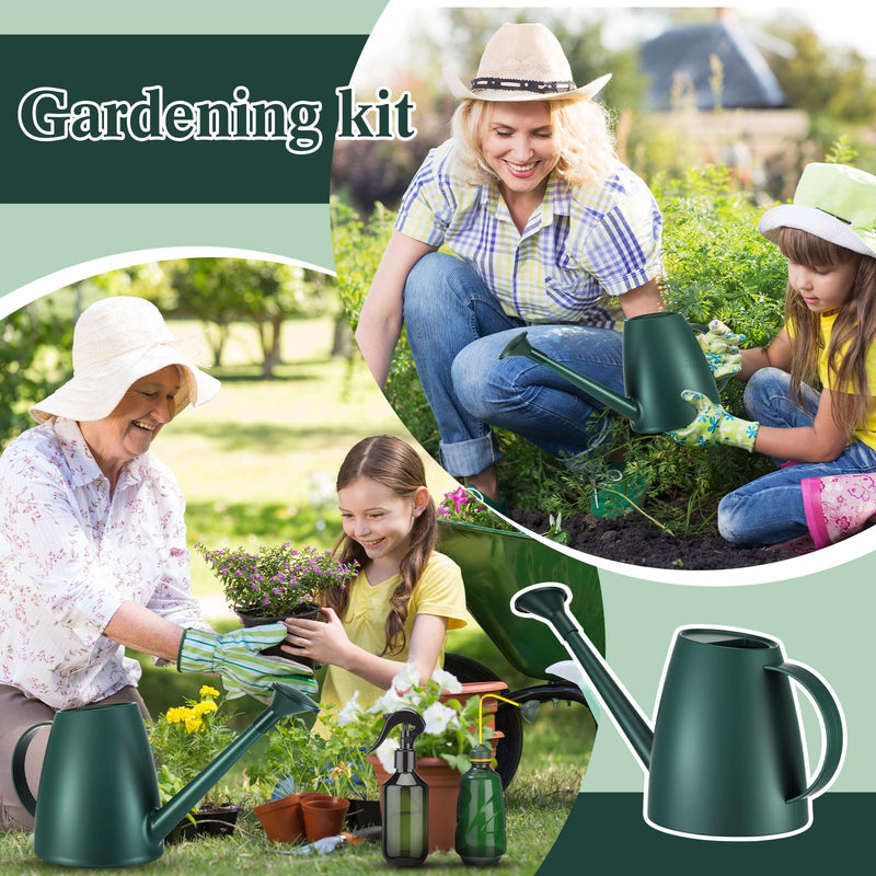 [Australia - AusPower] - Reallnaive 6 Pcs Indoor Watering Can Set 1/2 Gallon Can 6.8 oz Spray Bottle 17 oz Squeeze Bottle Plant Watering Globes Soil Moisture Meter Small Spraying Sets for Indoor Outdoor(Dark Green) Dark Green 