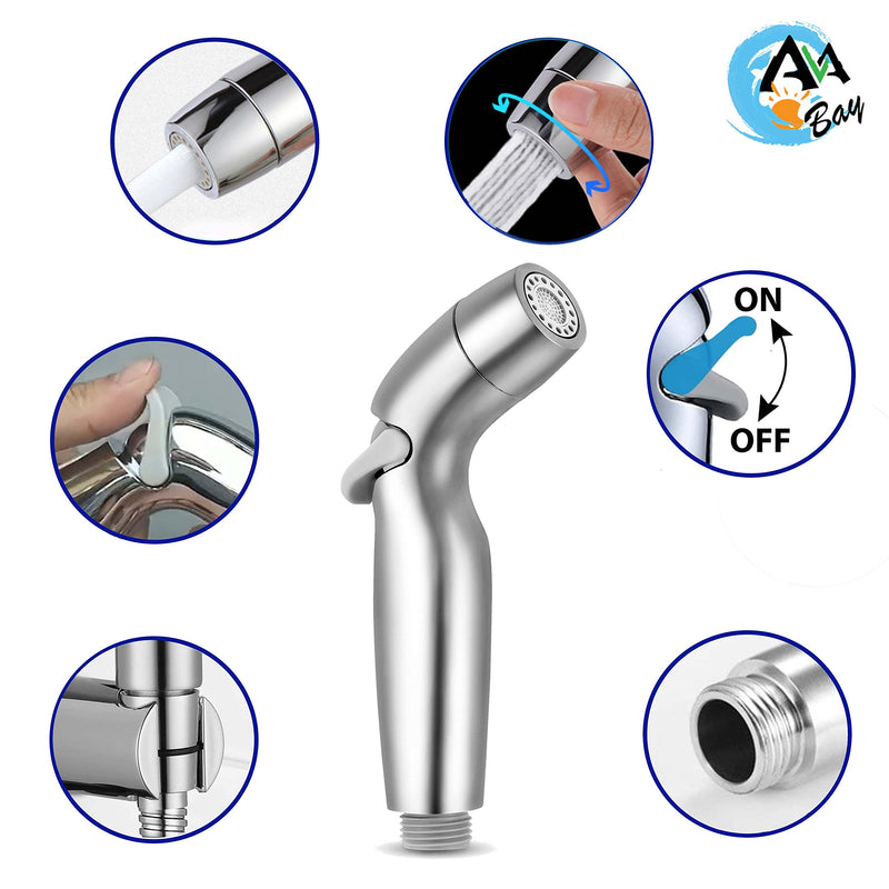 Dual Mode Sprayer Head-Bidet Spray Head only w/Chrome Finish - Cloth Diaper Shattaf - Pet Washer with Handle Dual Mode