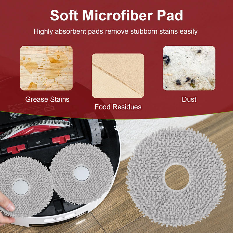 21 Pack Replacement Part Accessories Compatible with Yeedi M12 Ultra PRO +/ ECO-VACS DEEBOT T30S Robot Vacuum,1 Roller Brush, 6 Side Brushes, 6 Dust Bags, 4 Hepa Filters, 4 Mop Pads, 1 Cleaing Brush