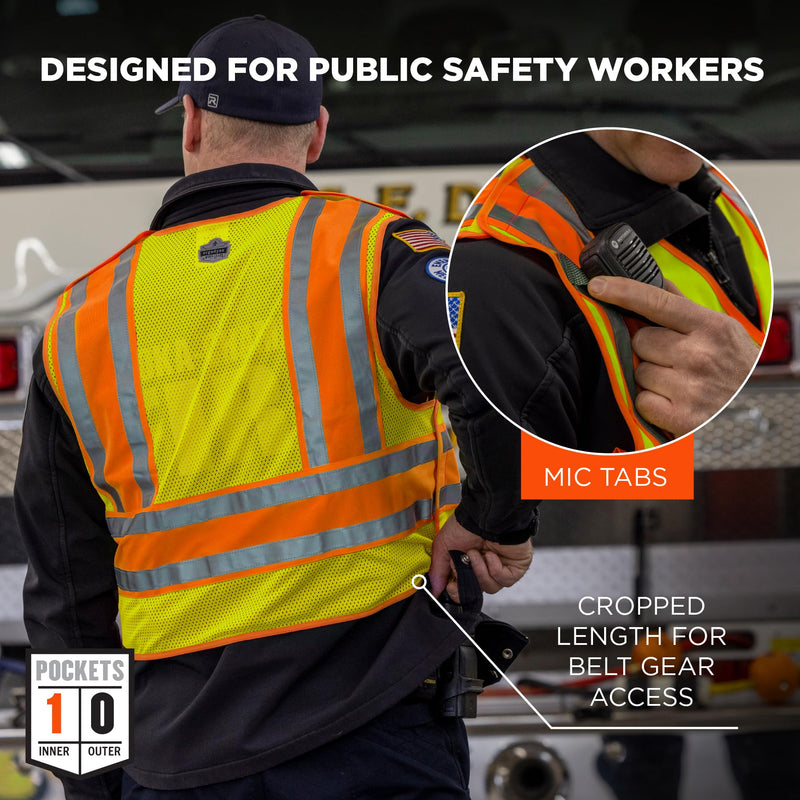 Public Safety Reflective Vest, High Visibility, ANSI Compliant, Breakaway, 2XL/3XL, Ergodyne GloWear 8245PSV,Lime Lime XX-Large-3X-Large