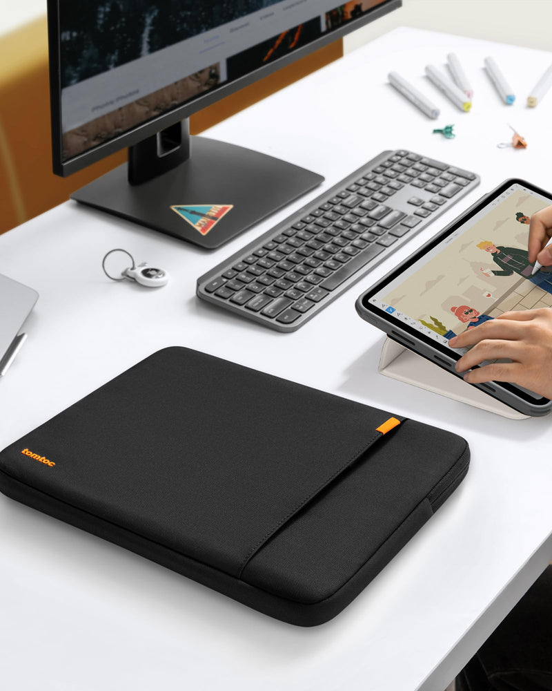 [Australia - AusPower] - tomtoc 360 Protective Tablet Sleeve Case for 12.9-inch iPad Pro with M3/M2/M1 6th/5th/4th/3rd Generation with Magic Keyboard/Smart Keyboard Folio, Water-Resistant iPad Case Bag with Accessory Pocket Black 12.9-inch for iPad Pro 