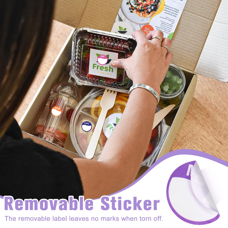 3500 PCS 7 Days of The Week Stickers 0.79 Inch Sticker Roll Dispenser Holder Acrylic Day Dot Dispenser Food Date Labels Stickers Monday to Sunday for Kitchen Restaurant Expiration Date 0.79 Inch Label Round Label