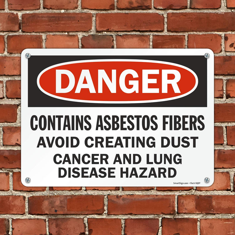 SmartSign "Danger - Contains Asbestos Fibers, Avoid Creating Dust" Sign | 10" x 14" Plastic