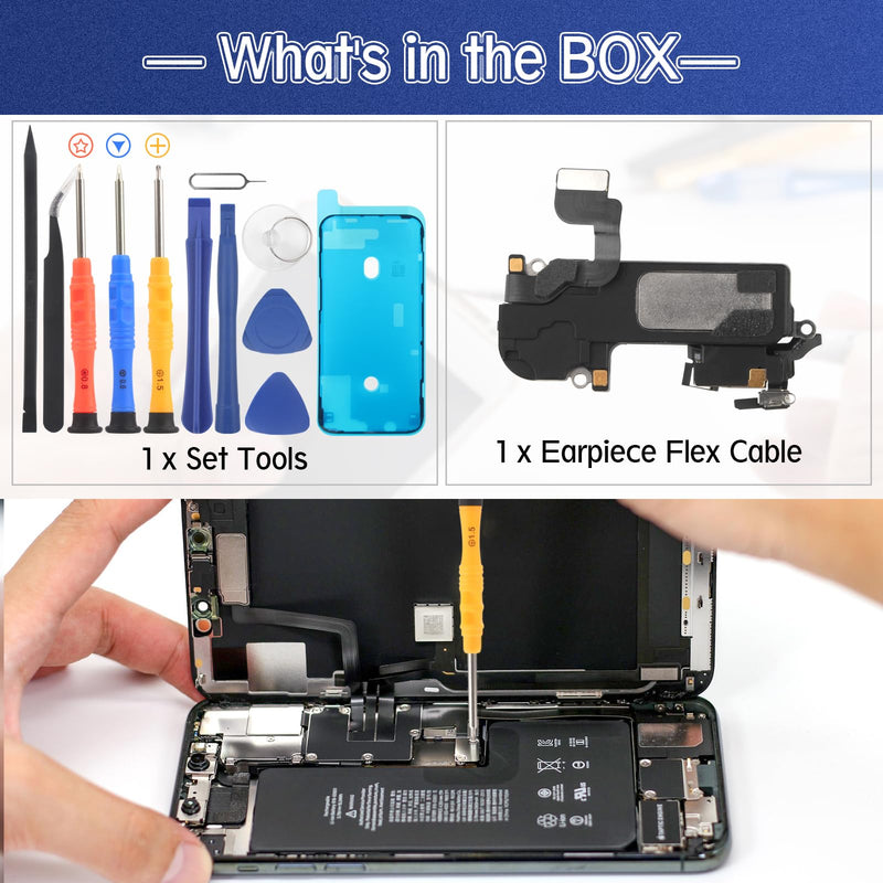 [Australia - AusPower] - Earpiece Speaker for iPhone 12 Pro Max Ear Speaker Replacement for iPhone 12 Pro Max Speaker Replacement Light Proximity Sensor Flex Cable Earphone Speaker Assembly with Tools Black-12 Pro Max 