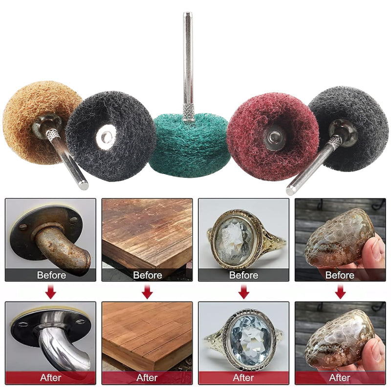[Australia - AusPower] - 100 PCS Abrasive Buffing Wheels,1 Inch Buffing Polishing Wheel Set for Rotary Tool Accessorie 1/8'' (3mm) Shank, 80 150 240 400 600 Grits for Metal,Wood, Rust Removal Mix Color 100pcs 