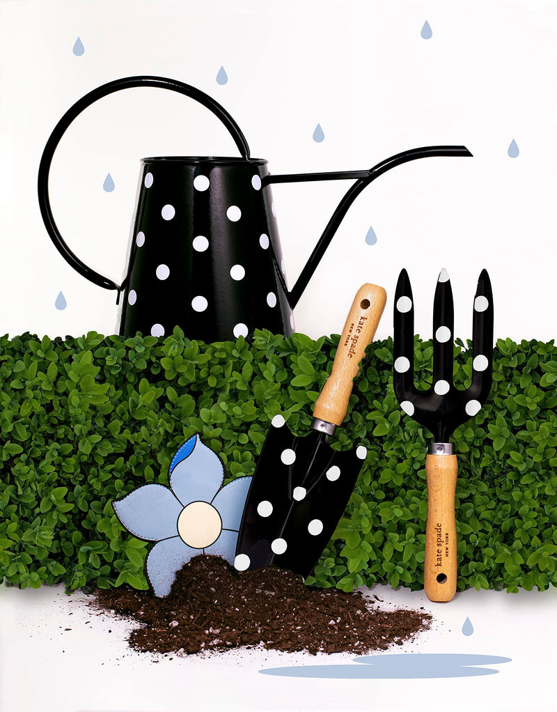 Kate Spade New York 2 Piece Gardening Hand Tools, Cute Garden Tool Set Includes Hand Rake and Trowel (Picture Dot)