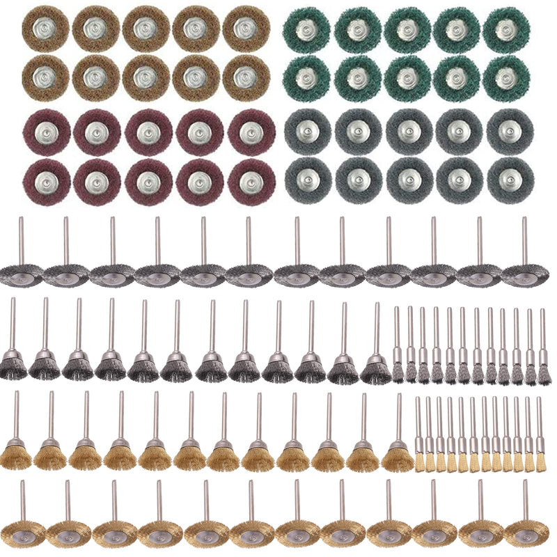 [Australia - AusPower] - 40 Pcs Buffing Wheel Set & 72 Pcs Wire Brushes Set, 1/8'' Shank Accessories for Rotary Tool 