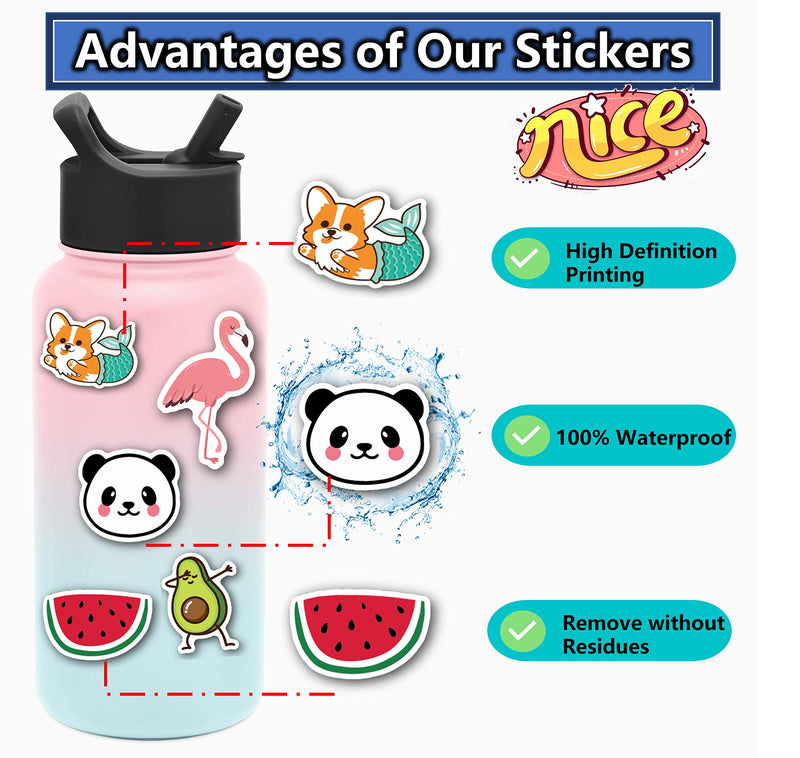 [Australia - AusPower] - 200Pcs Water Bottle Stickers for Kids Teens, Waterproof Vinyl Stickers, Aesthetic Laptop Stickers, Stickers for Water Bottles,Cute Stickers Packs 200pcs Water Bottle Stickers 