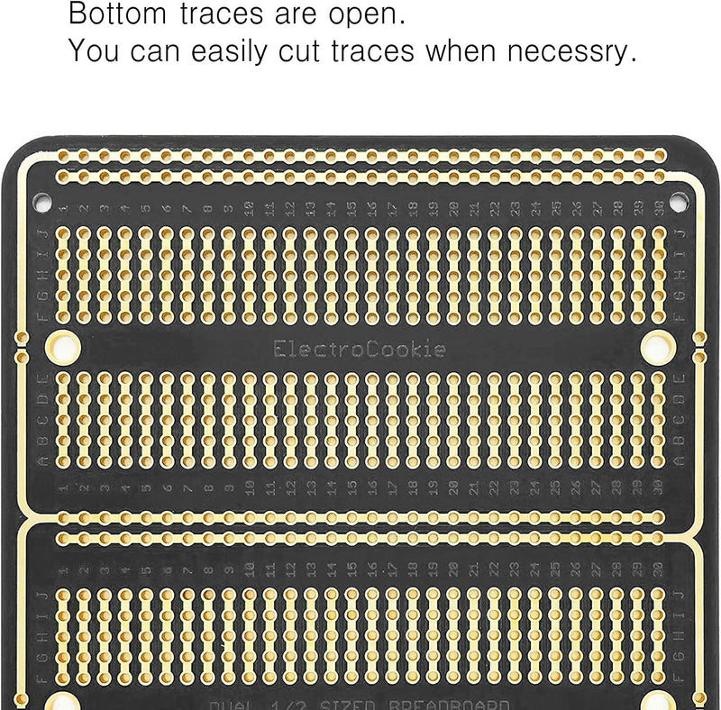 [Australia - AusPower] - ElectroCookie Large PCB Prototype Board Kit Solderable Breadboards for Electronics Projects Compatible for DIY Arduino Soldering Projects, Gold-Plated (6 Multi-Pack, Black) 