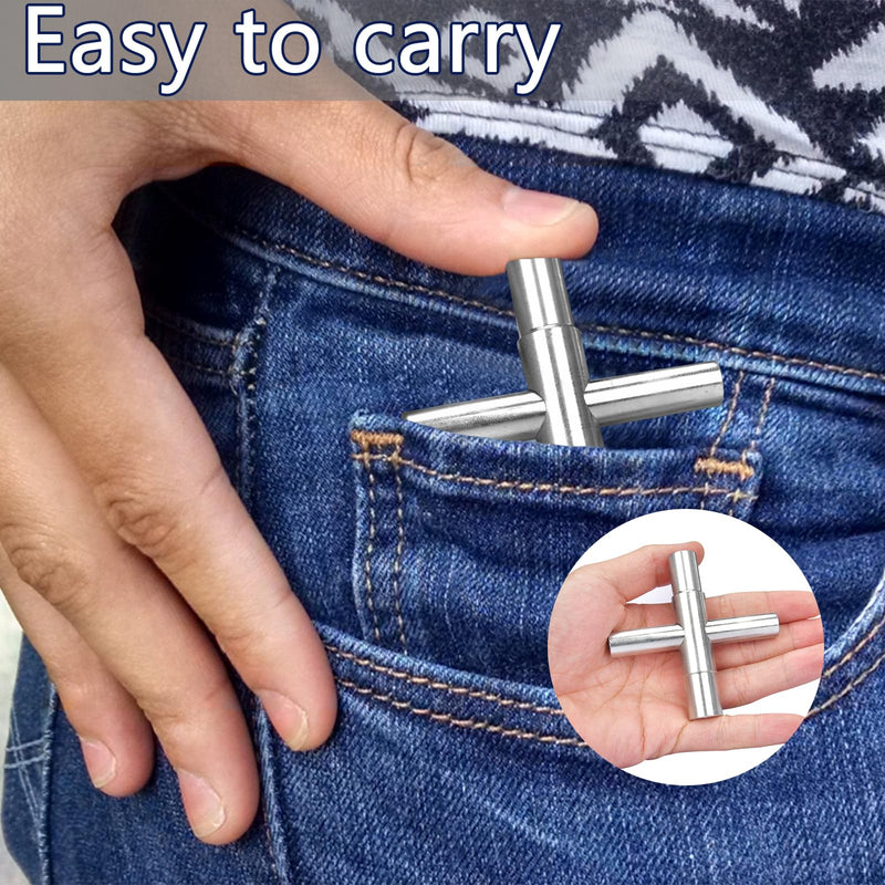 [Australia - AusPower] - 2pcs 4 Way Sillcock Key Set 1/4", 9/32", 5/16", 11/32 Steel Sillcock Water Key hose bib key for Valve Faucet Cabinet Opening Key and Spigots 2-pack 