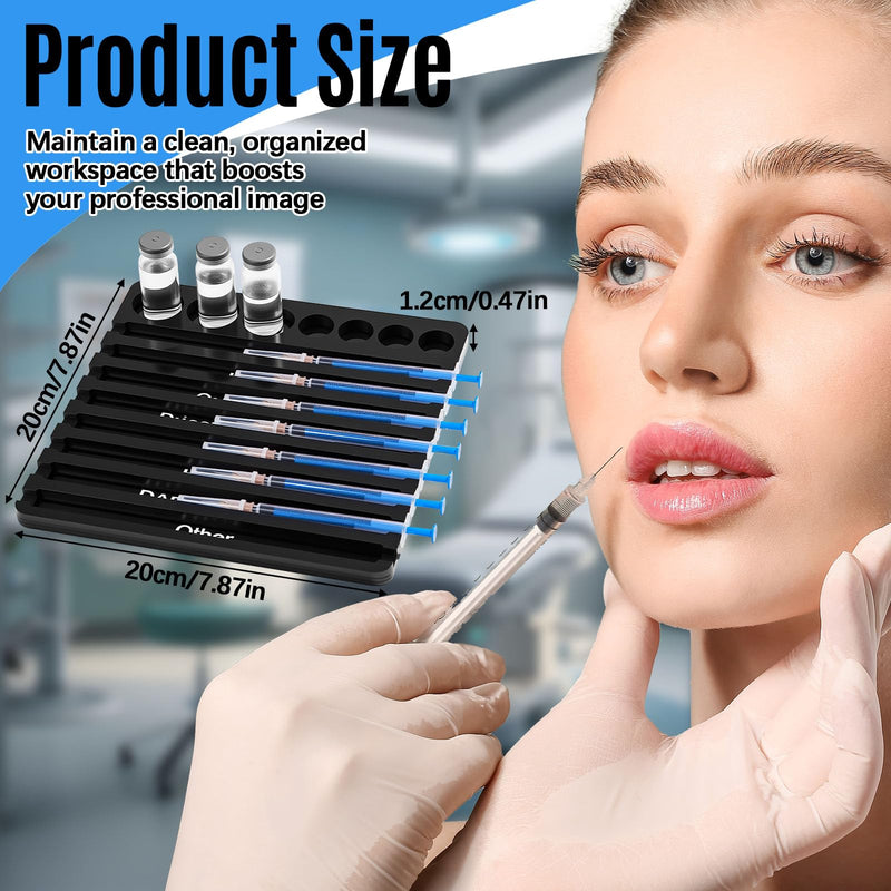 [Australia - AusPower] - Chunful 2 Pcs Aesthetic Practitioner Syringe Tray with 8 Slots Label Vial Holder Tray Combination for Aestheticians and Nurses Syringe Storage Organizer Black 