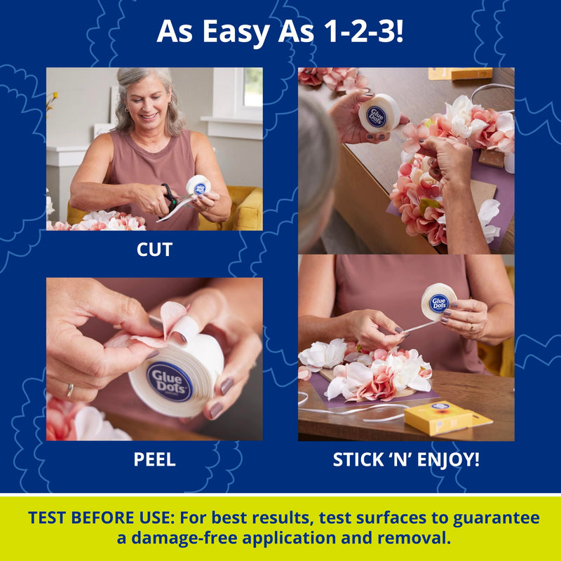 [Australia - AusPower] - Glue Dots, Flower Dots, Double-Sided, Permanent, 1/2", 3-Pack, 900 Total Dots, DIY Fake Flower Bouquets Wreaths Décor, Sticky Tape Adhesive, Liquid Hot Glue Alternative, Clear 