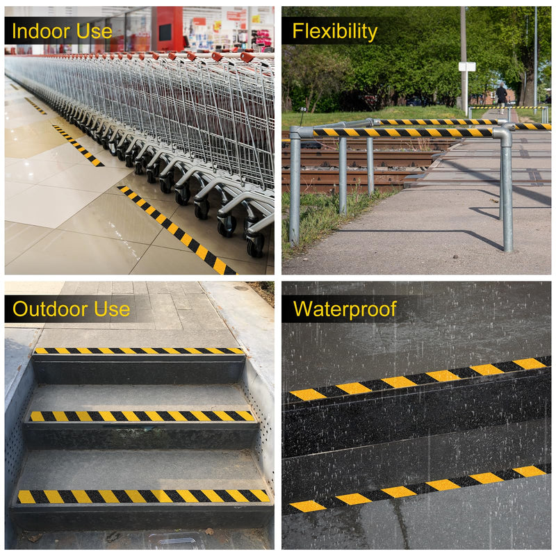 Anti Slip Tape Yellow/Black 2 Inch x 33 Ft, Non Slip Waterproof Safety Grip Adhesive Traction Warning Tape for Steps, Stair Treads and Ramps, Indoor & Outdoor Use 2 Inch x 33 Ft, Black Yellow