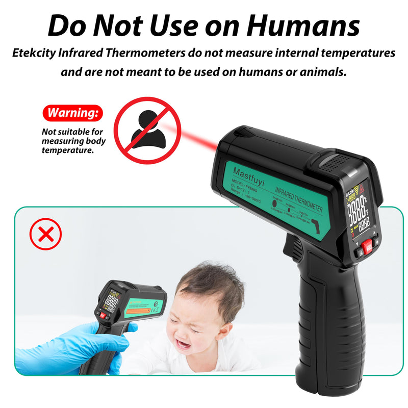 [Australia - AusPower] - Infrared Thermometer, Laser Temperature Gun Adjustable Emissivity Max Measure, Non Contact Surface Outdoor Heat Gun, Digital IR Temp Gun for Food, Cooking, BBQ, Pizza Oven, Reptile 