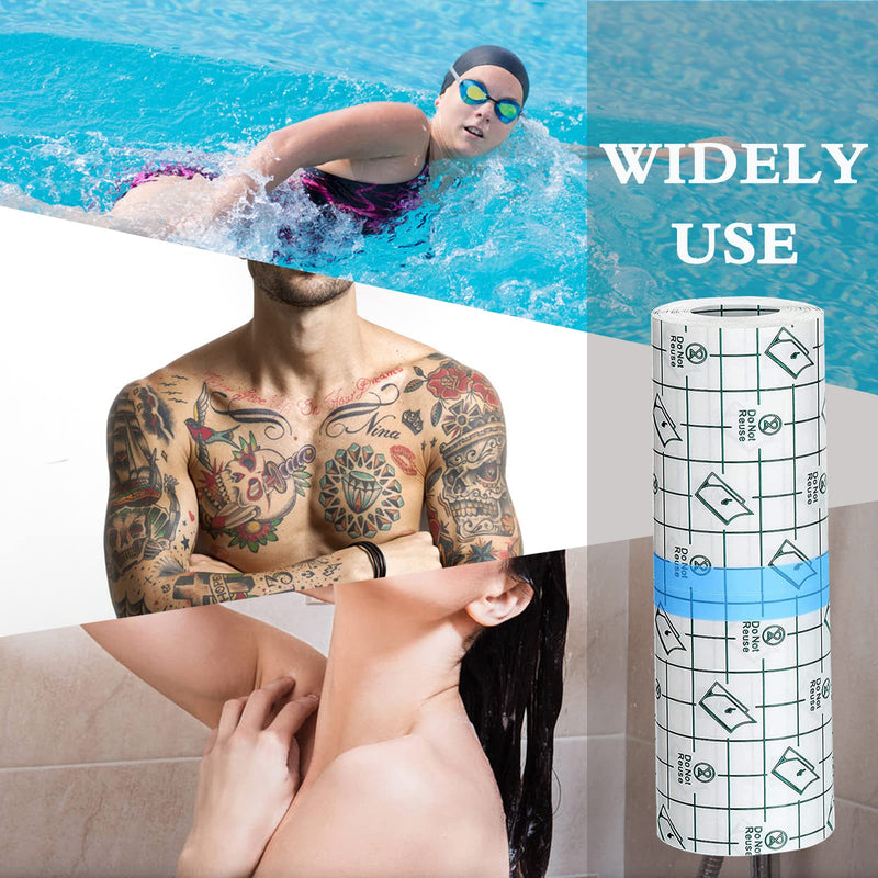 3 Rolls Transparent Stretch Adhesive Bandage, Waterproof Clear Film Dressing Bandages, Waterproof Bandages Post Surgical Shower Shield Dressing Tape for Tattoos Swimming (2 Inch, 4 Inch, 6 Inch)