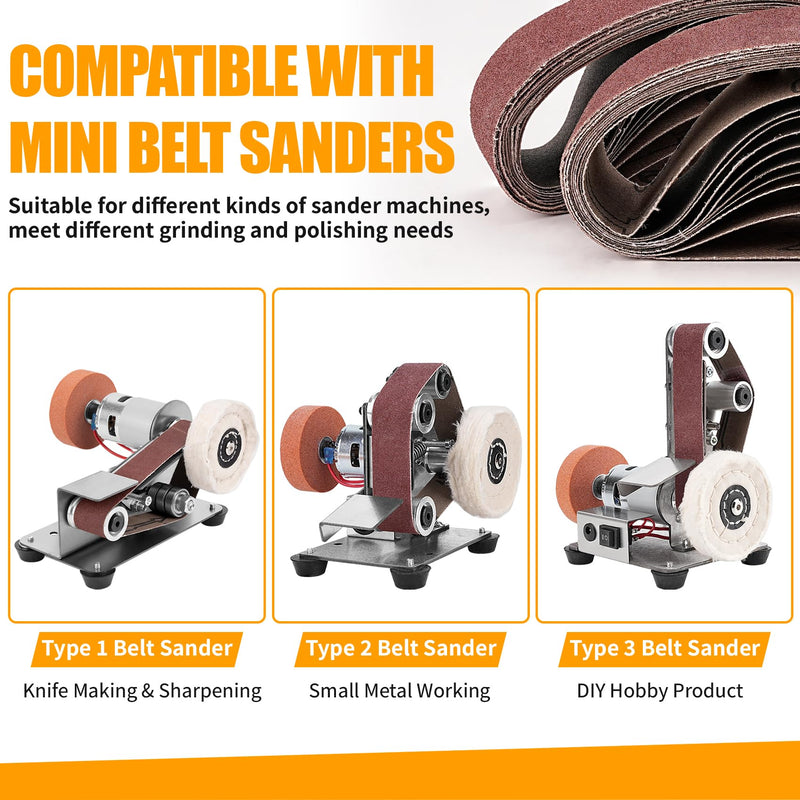 [Australia - AusPower] - 20Pcs 1.2" x 13" Replacement Knife Sharpener Sanding Belt, 120/320/600/800/1000 Grit Aluminum Oxide Sanding Belt for Belt Sander Knife Sharpening Wood Metal Polishing 