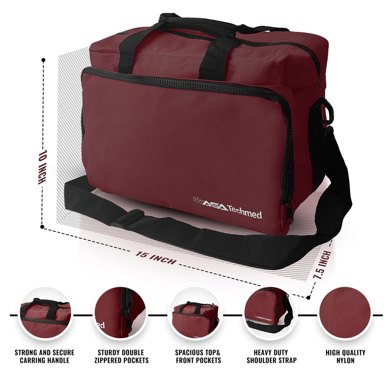 [Australia - AusPower] - ASA TECHMED Nurse Bag for Medical Equipment, Nurse Accessories Bag Ideal for Doctors, Nurses, Home Health Aids, Medical Students (Burgundy) 
