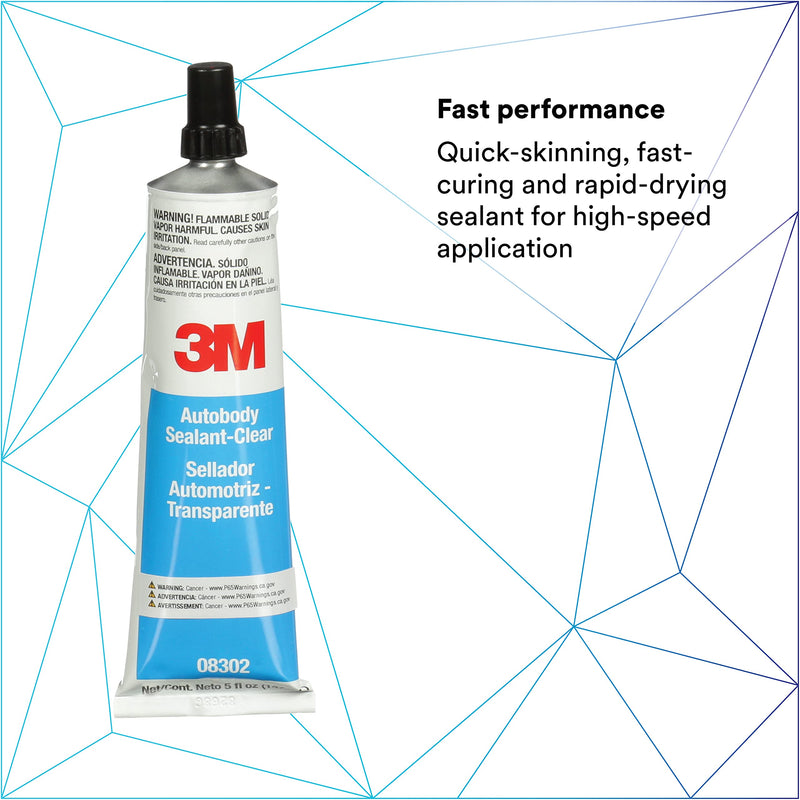 [Australia - AusPower] - 3M Ultrapro Autobody Sealant, 08302, Clear Color, High-Solids, Heavy-Bodied, Fast-Curing, Solvent-Based, 5 oz Tube 