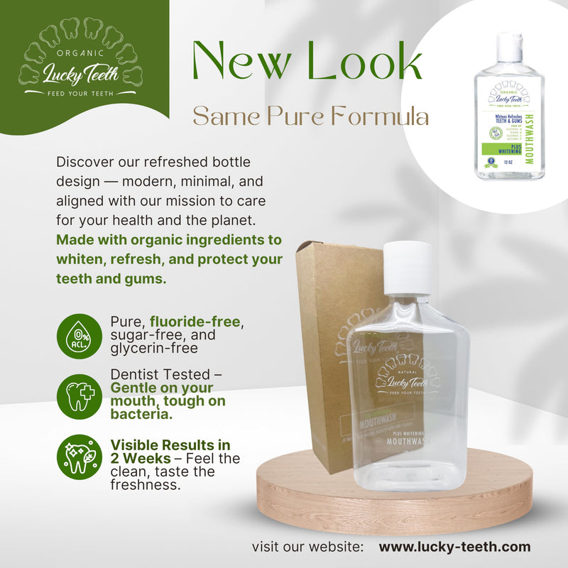 Lucky Teeth Organic Food Grade Peroxide MouthWash - Plus WHITENING - Whitens, Refreshes. Food Grade Peroxide + Essential Oils. … (2) 2