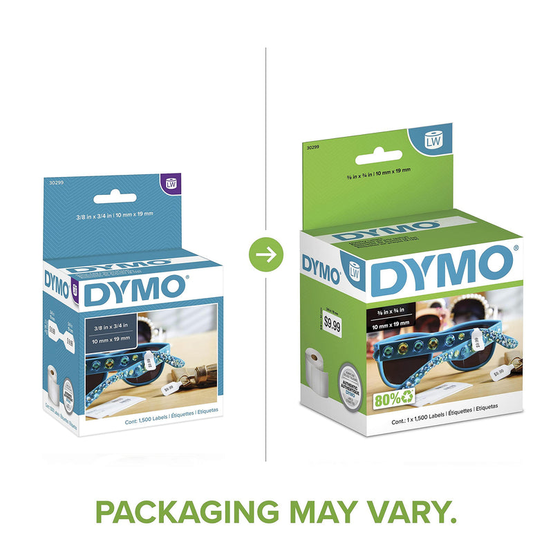 DYMO Authentic LW 2-Up Price Tag Labels, DYMO Labels for LabelWriter Label Printers, 3/8" x 3/4", 1 Roll of 1500